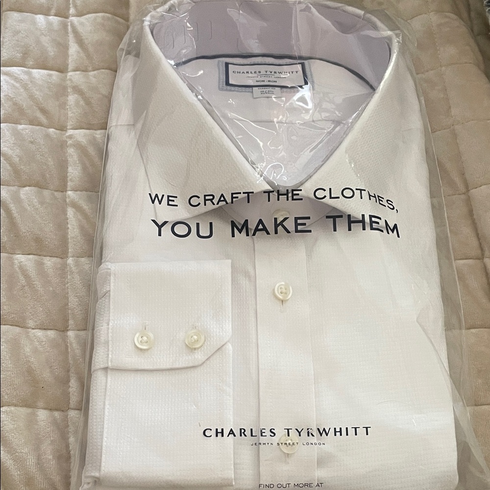 CHARLES TYRWHITT BURLINGTON WEAVE CUTAWAY WHITE-20/37in